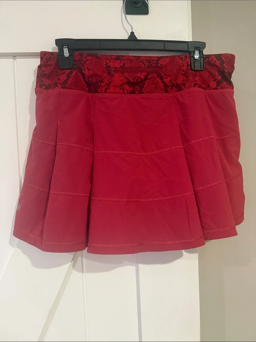Lululemon Red Athletic Skirt with Snake-Print Waistband